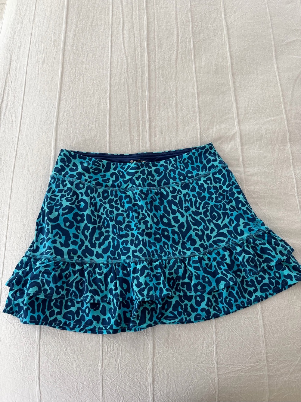 Lilly Pulitzer Women’s Blue Leopard Print Ruffle Tennis Skirt XS